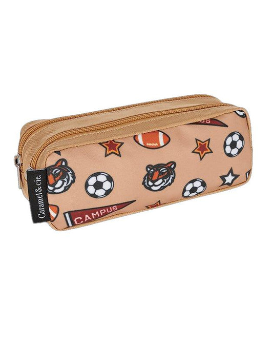 Trousse double Academy Marron