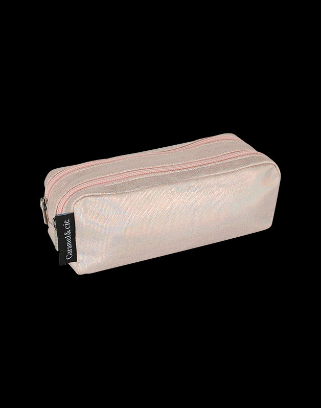 Trousse double irisée rose