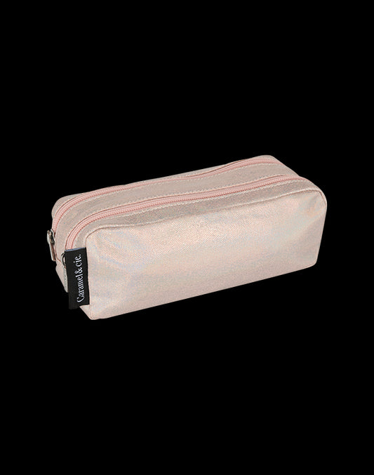 Trousse double irisée rose