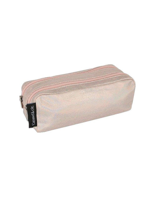 Trousse double irisée rose