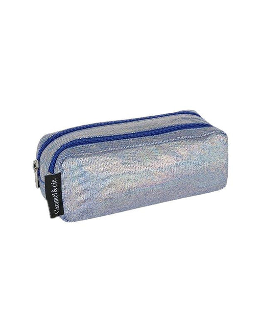 Trousse double irisée bleu