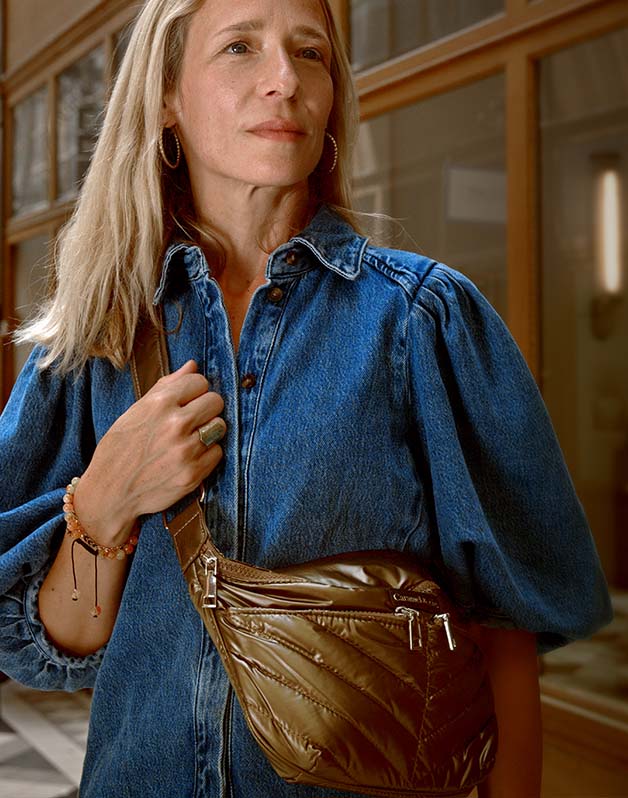 Sac bandoulière zippé - Bronze