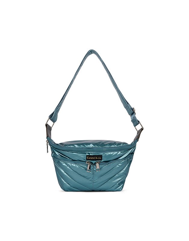 Sac bandoulière zippé - Bleu émeraude