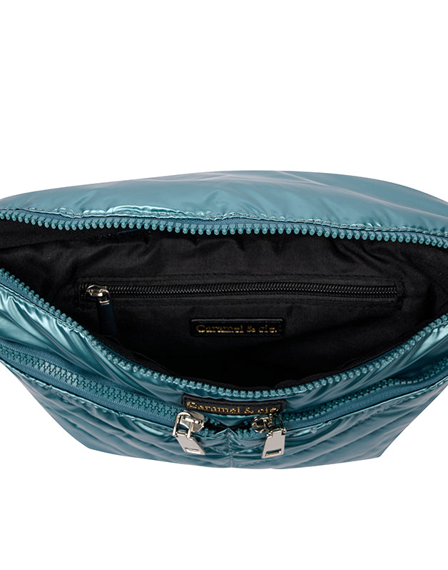 Sac Bandoulière Zippé Bleu émeraude