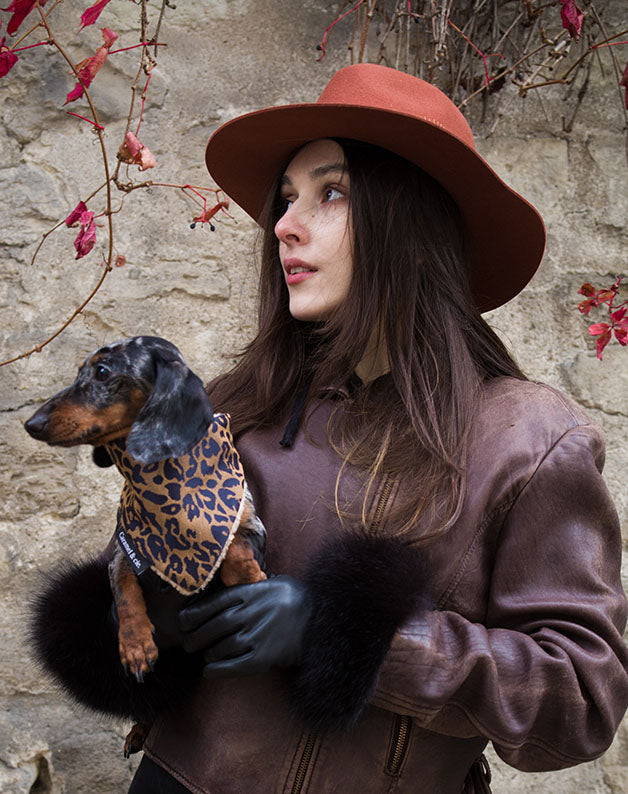 Bandana pour chiens et chats  - Léopard camel Caramel & cie