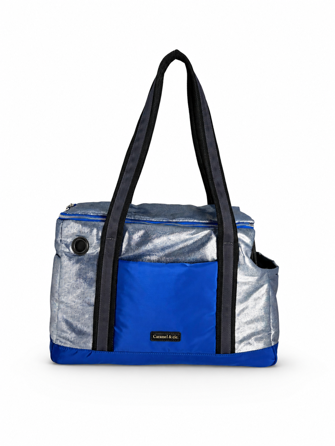 Sac de transport Metallic Gray Blue Pet City Bag pour chien et chat – vue de face