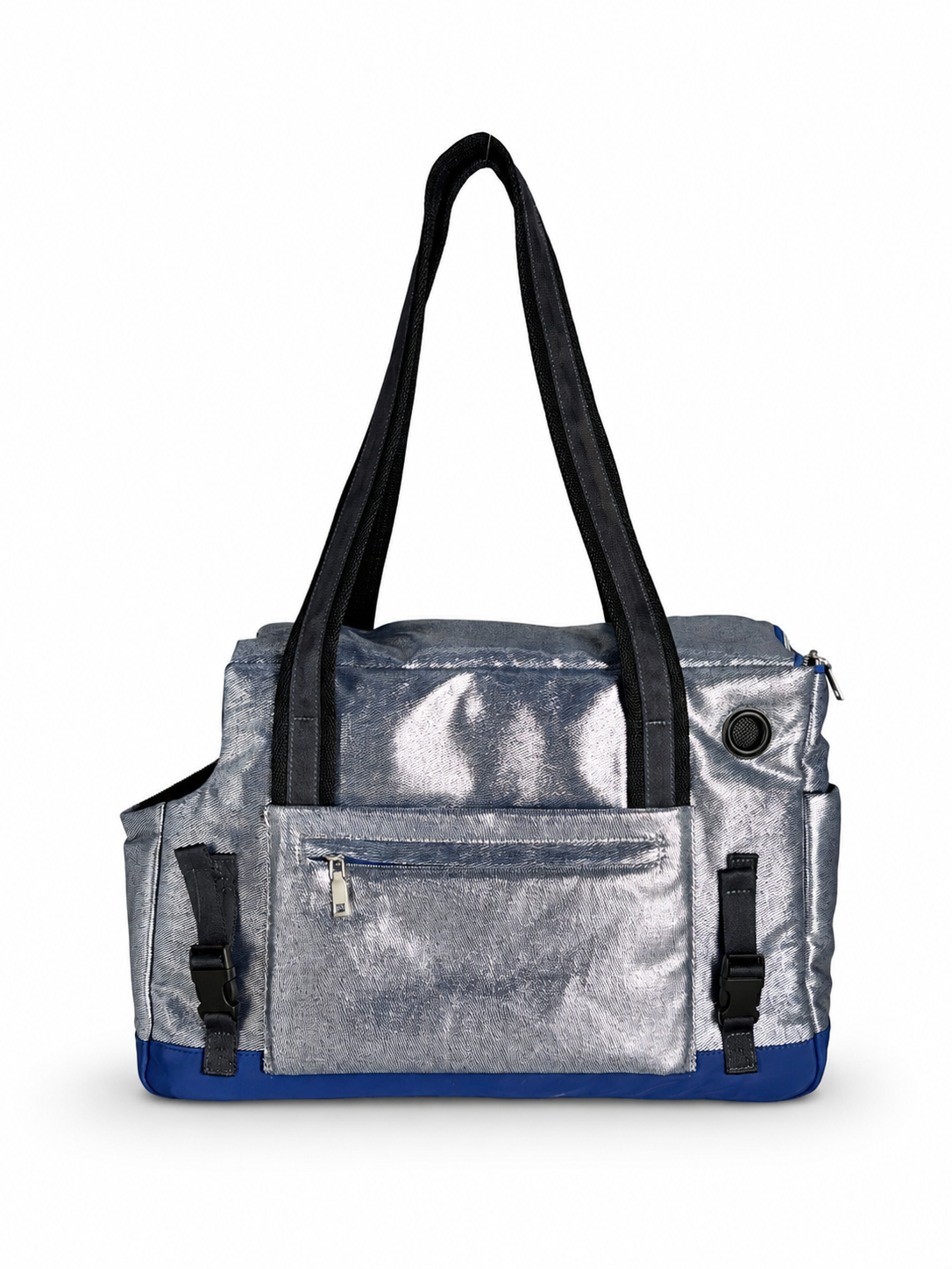 Metallic Gray Blue Pet City Bag – Open Dog and Cat Carrier