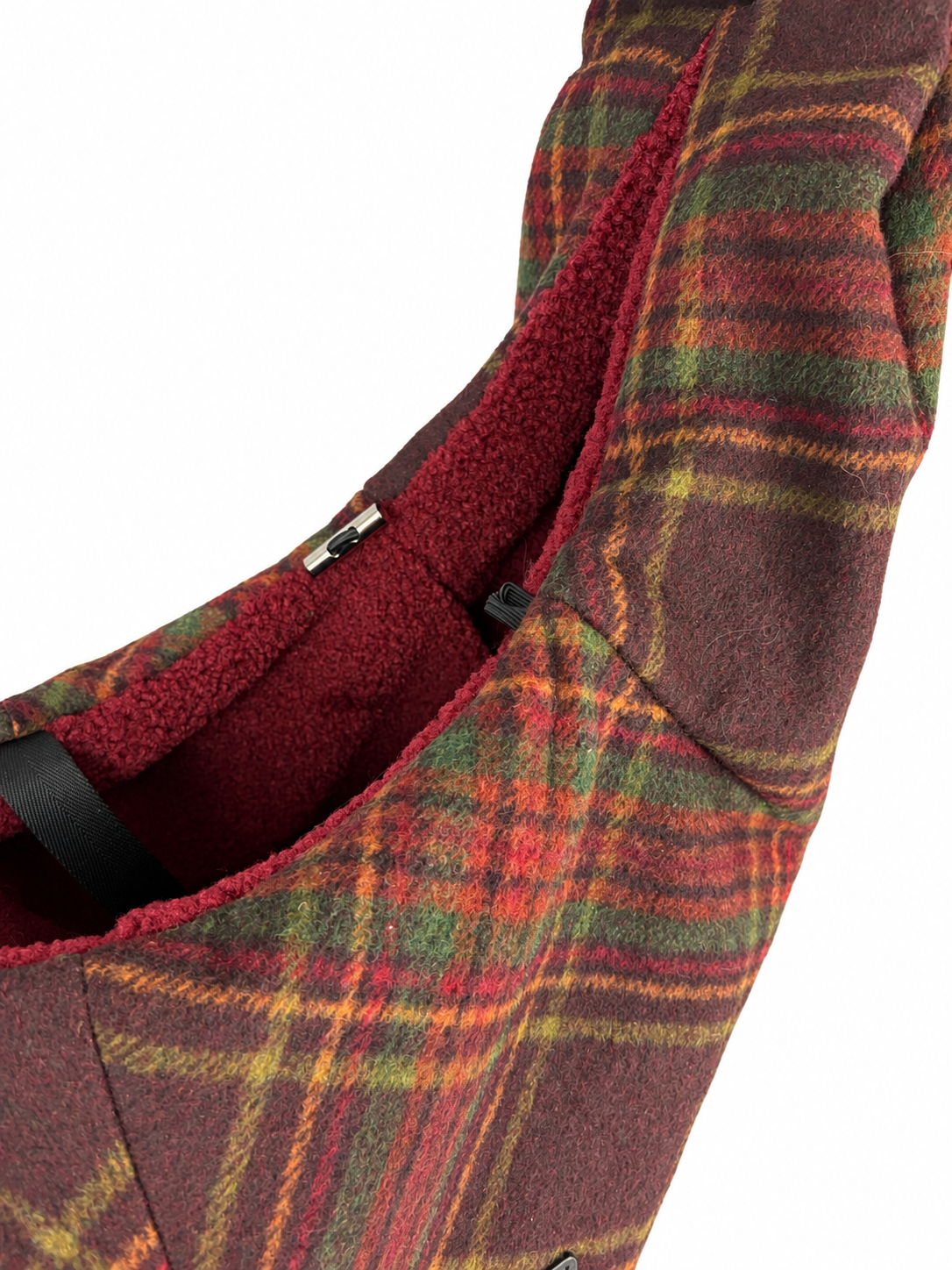 Burgundy Tartan Pet Cross Body Bag for Small Dogs and Cats