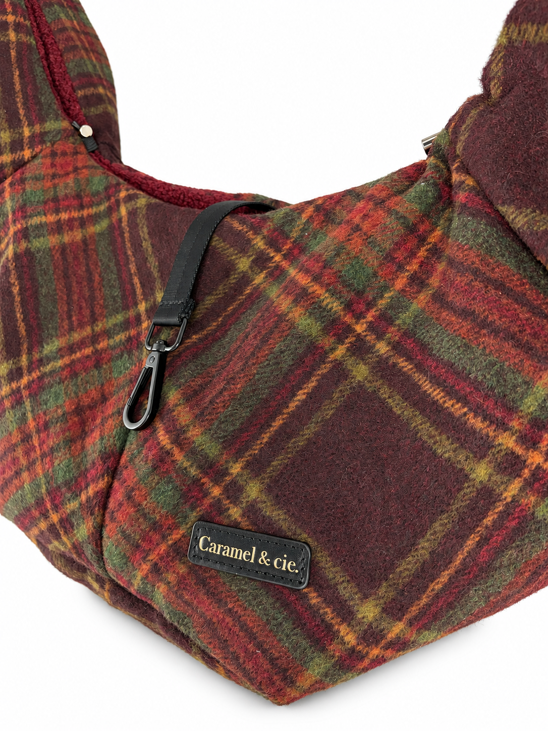 Burgundy Tartan Pet Cross Body Bag for Small Dogs and Cats