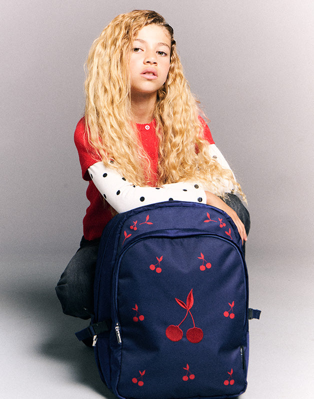 Blue Velvet Cherries Large Backpack – Practical and Iconic