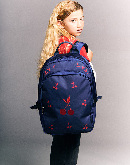 Blue Velvet Cherries Large Backpack – Practical and Iconic