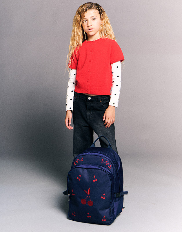 Blue Velvet Cherries Large Backpack – Practical and Iconic
