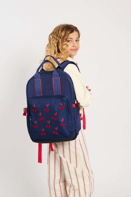 Sac à Dos Velvet Cherries Bleu – Iconique et Pratique Caramel & cie