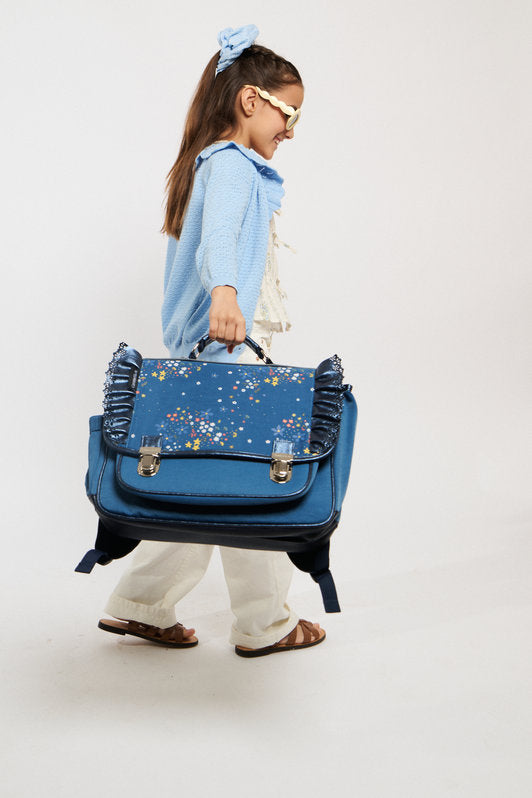 Cartable Stella Bleu Fille – Fleuri et Élégant Caramel & cie