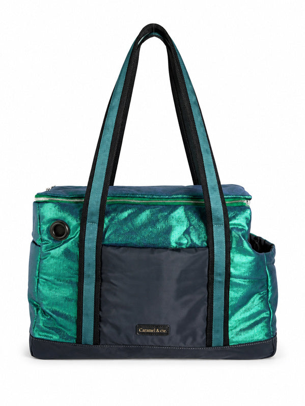 Sac de transport Pet City Bag vert métallisé pour chien et chat – vue de face