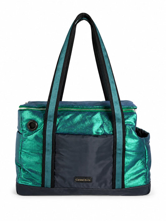 Sac de transport Pet City Bag vert métallisé pour chien et chat – vue de face