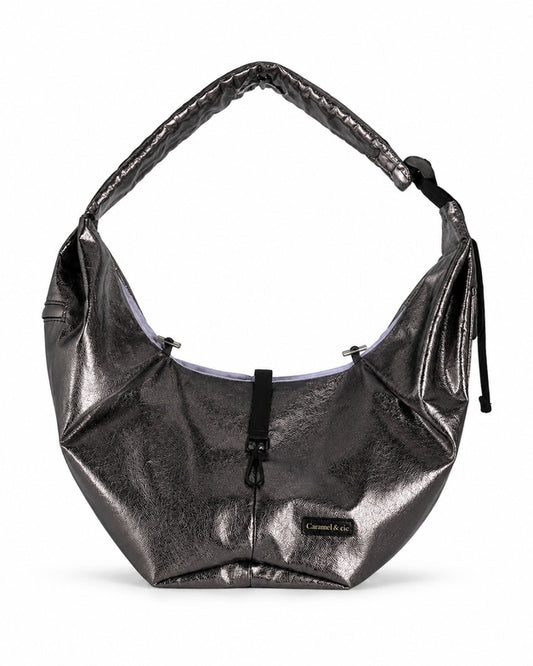 Glossy Taupe Crossbody Pet Carrier for Small Dogs and Cats