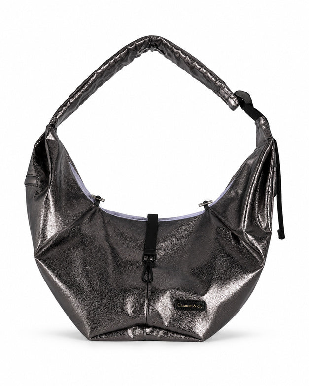 Glossy Taupe Crossbody Pet Carrier for Small Dogs and Cats