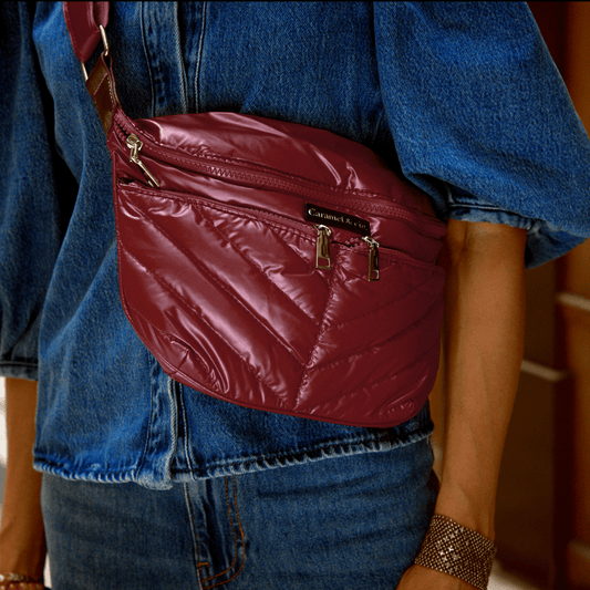 Sac bandoulière zippé grenat