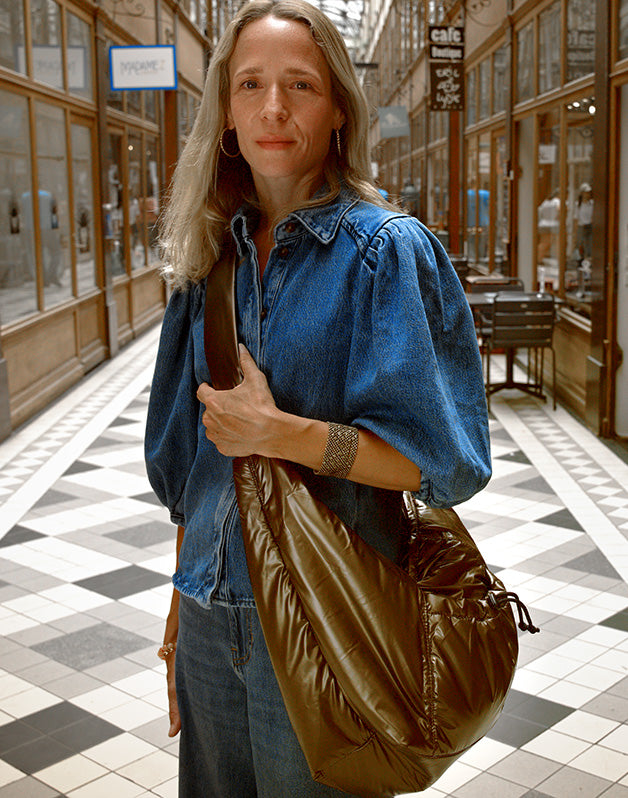 Grand sac besace bandoulière - Bronze