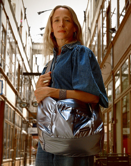 Grand sac besace bandoulière Steel Blue